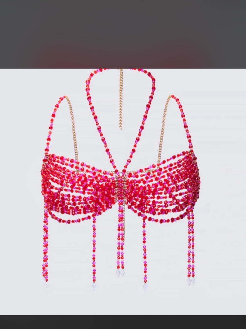 Finesse Beaded Bikini Top in Hot Pink